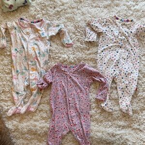 Magnetic Me Pink Multi Floral & Heart Print Baby Footie Set